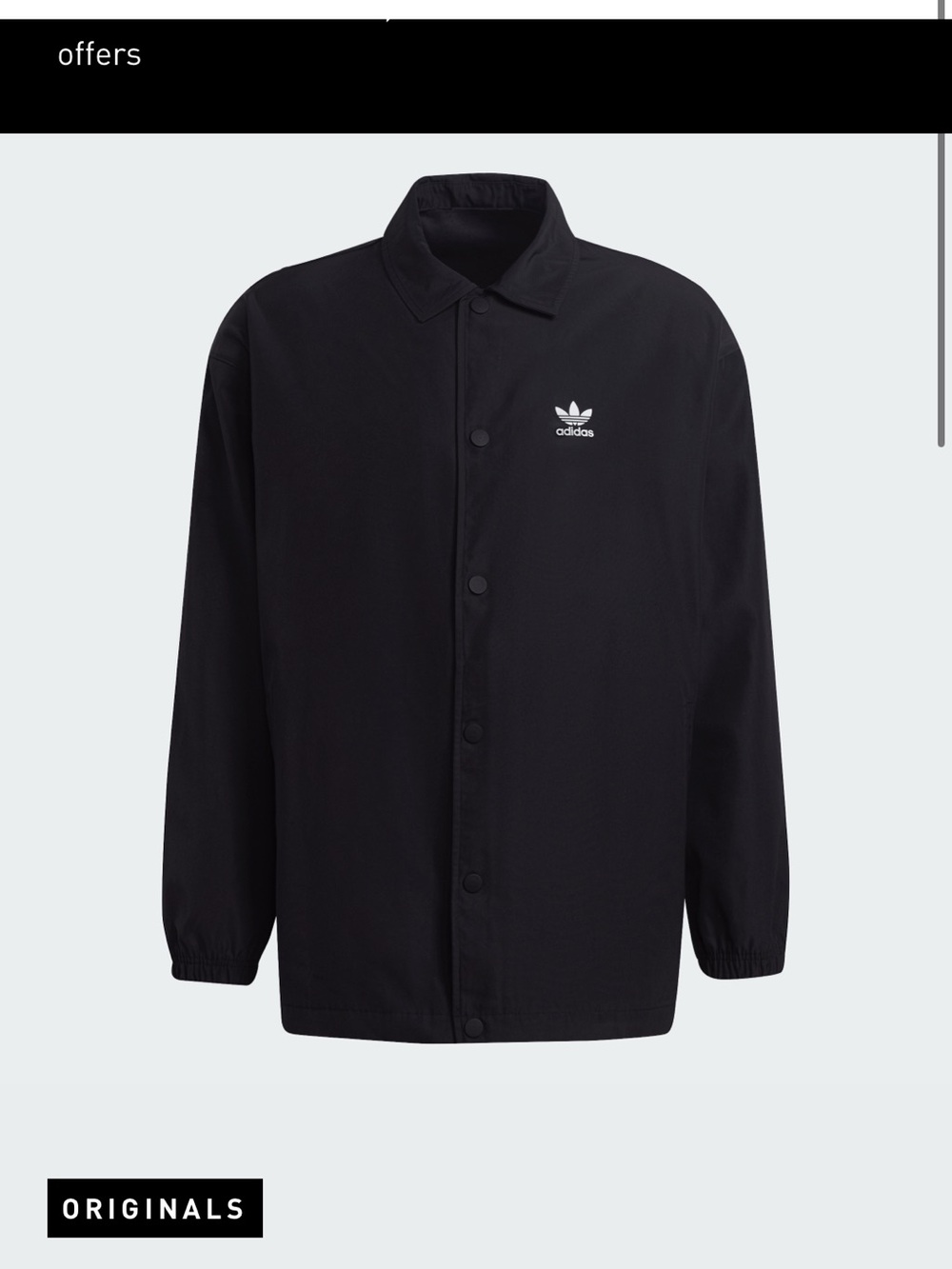 Adidas Black Trefoil Coaches Windbreaker Jacket